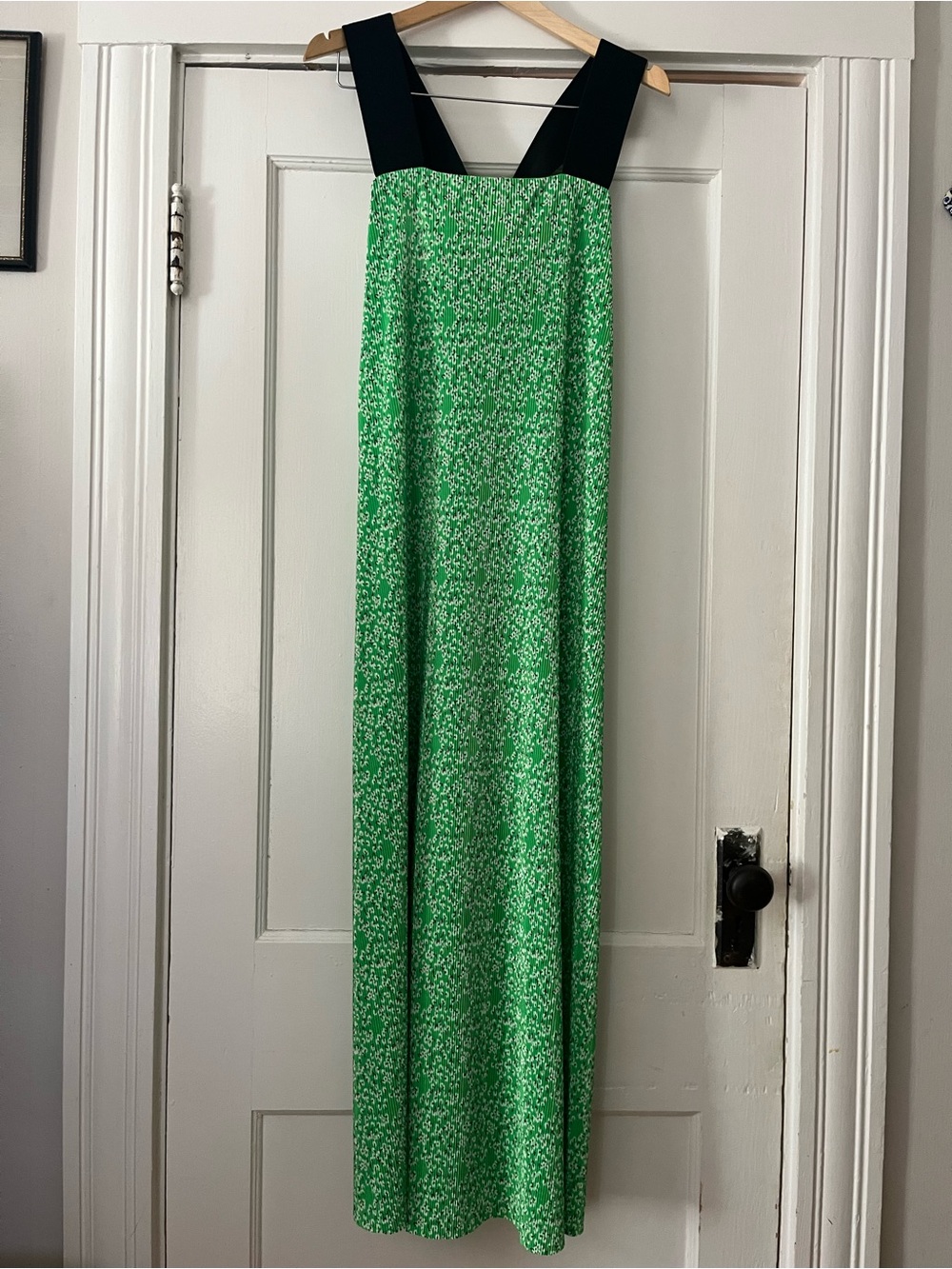 ASOS Green Floral Maxi Skirt with Black Wide Straps